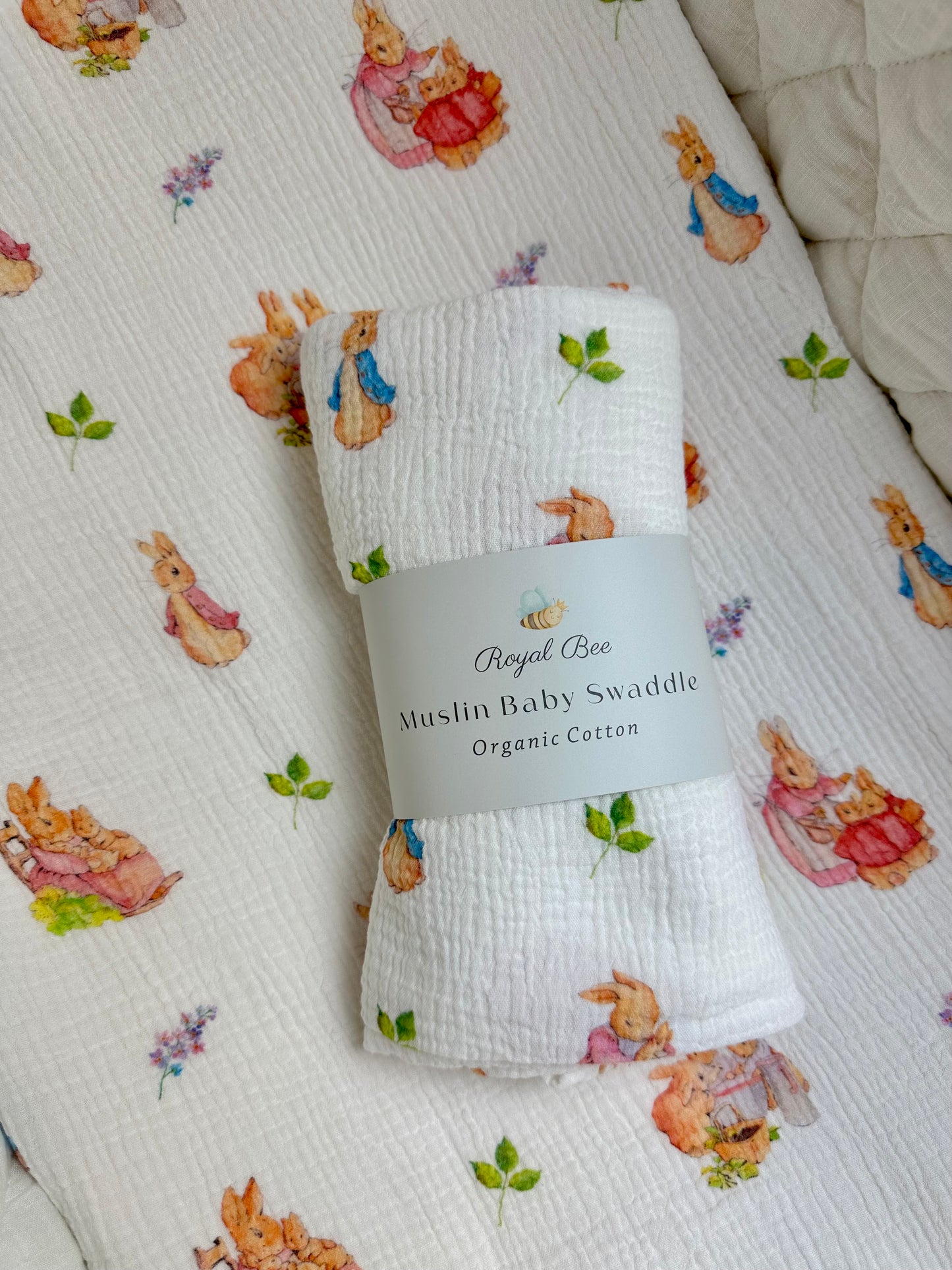 Organic Muslin Blanket - Little Rabbits
